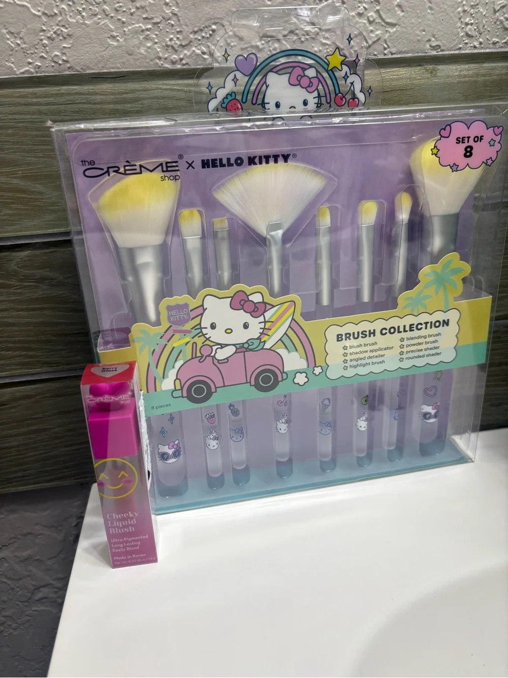 The Crème Shop x Hello Kitty Lavender Brush Collection & Creme Cheeky blush